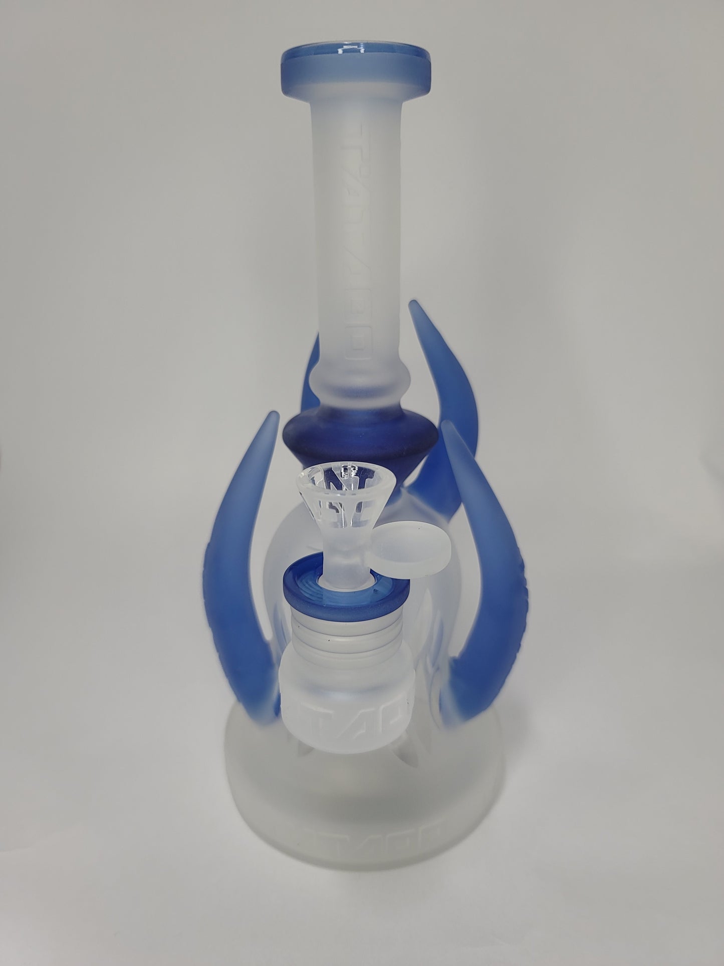 9.25" Tataoo Frosted Glass Horn Curves Waterpipe 14mm