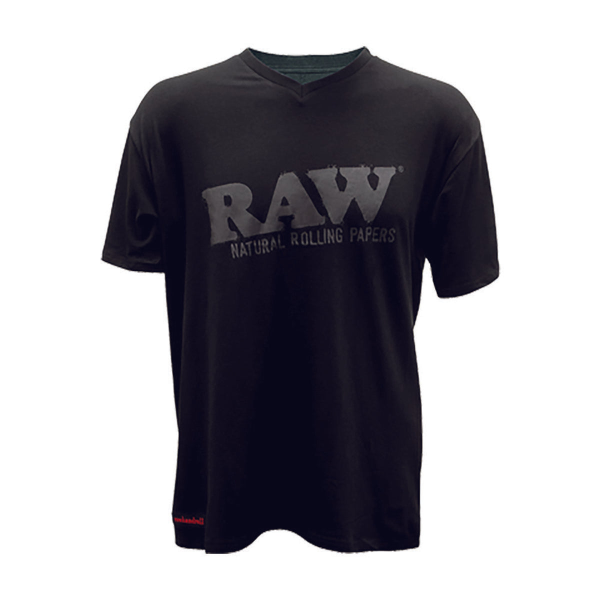 RAW Large V Neck Black w/gray Logo