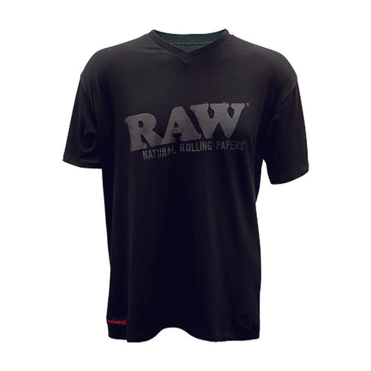 RAW Small V Neck Black w/gray Logo
